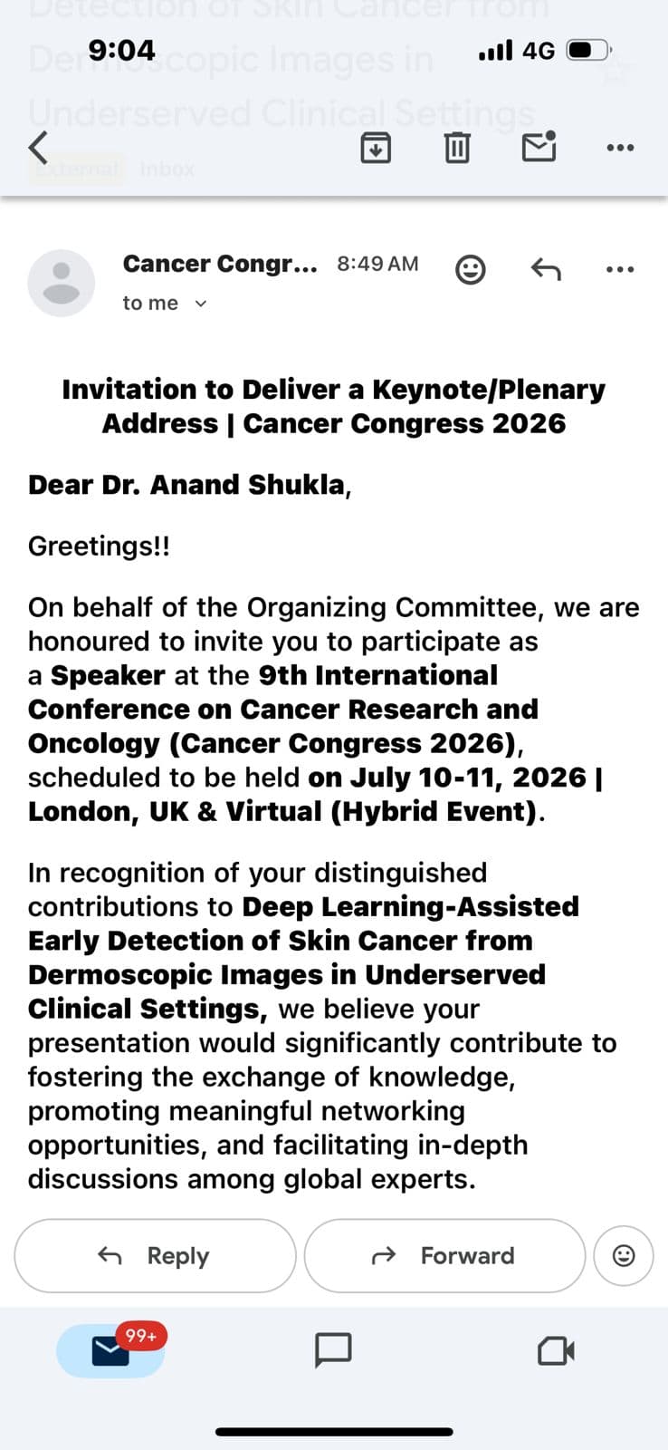 Invitation from London, UK