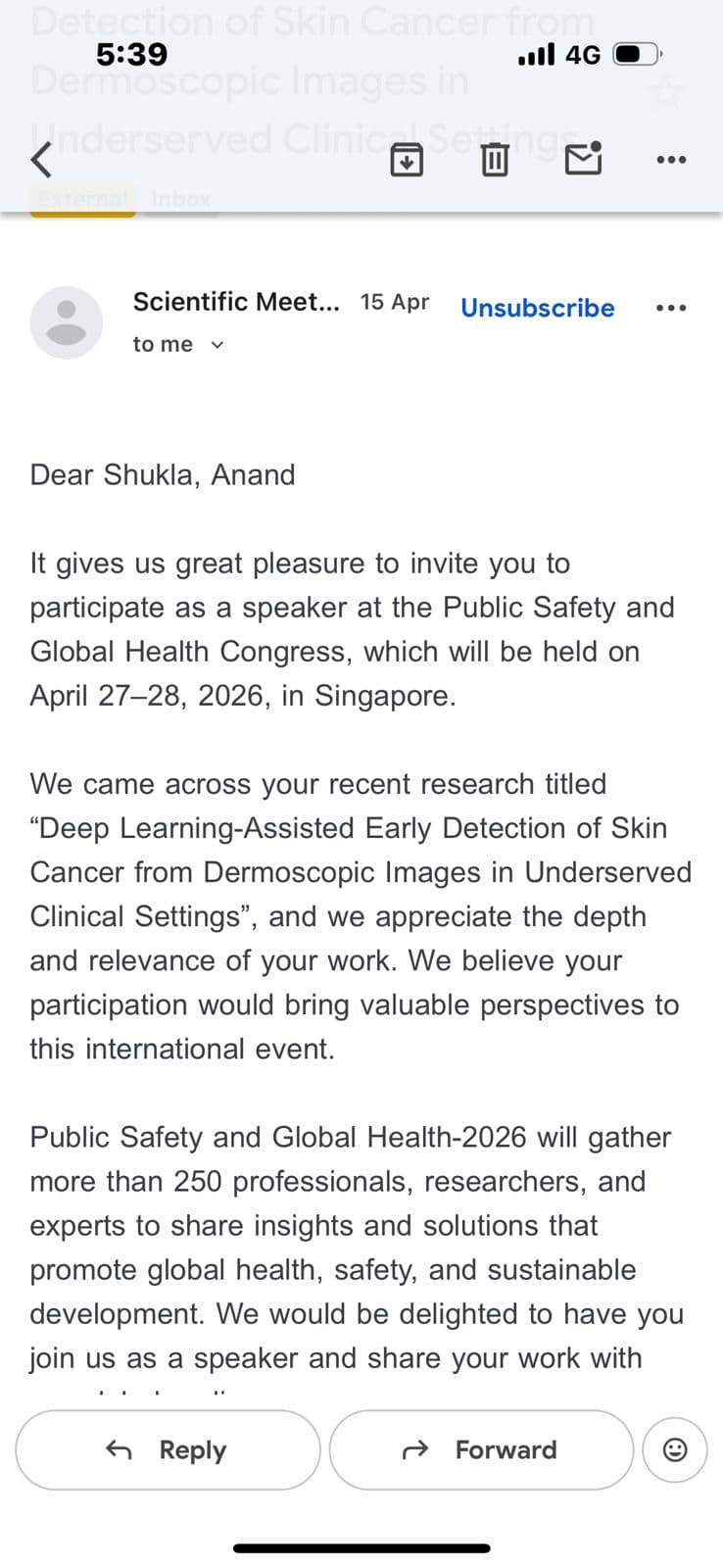 Invitation from Singapore